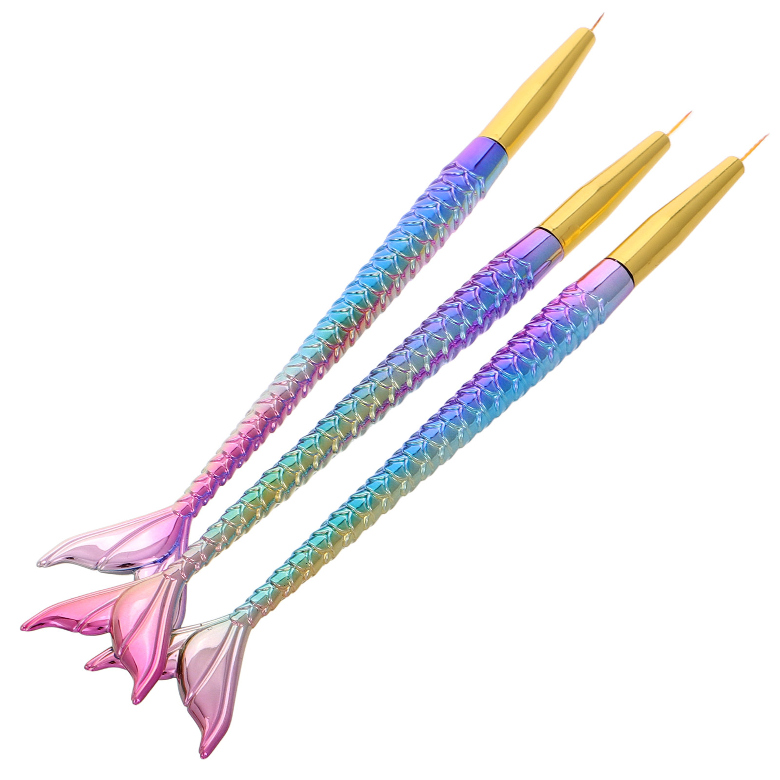 3Pcs Mermaid Tail Nail Art Lin - Detailing Brush Set のレビューと価格
