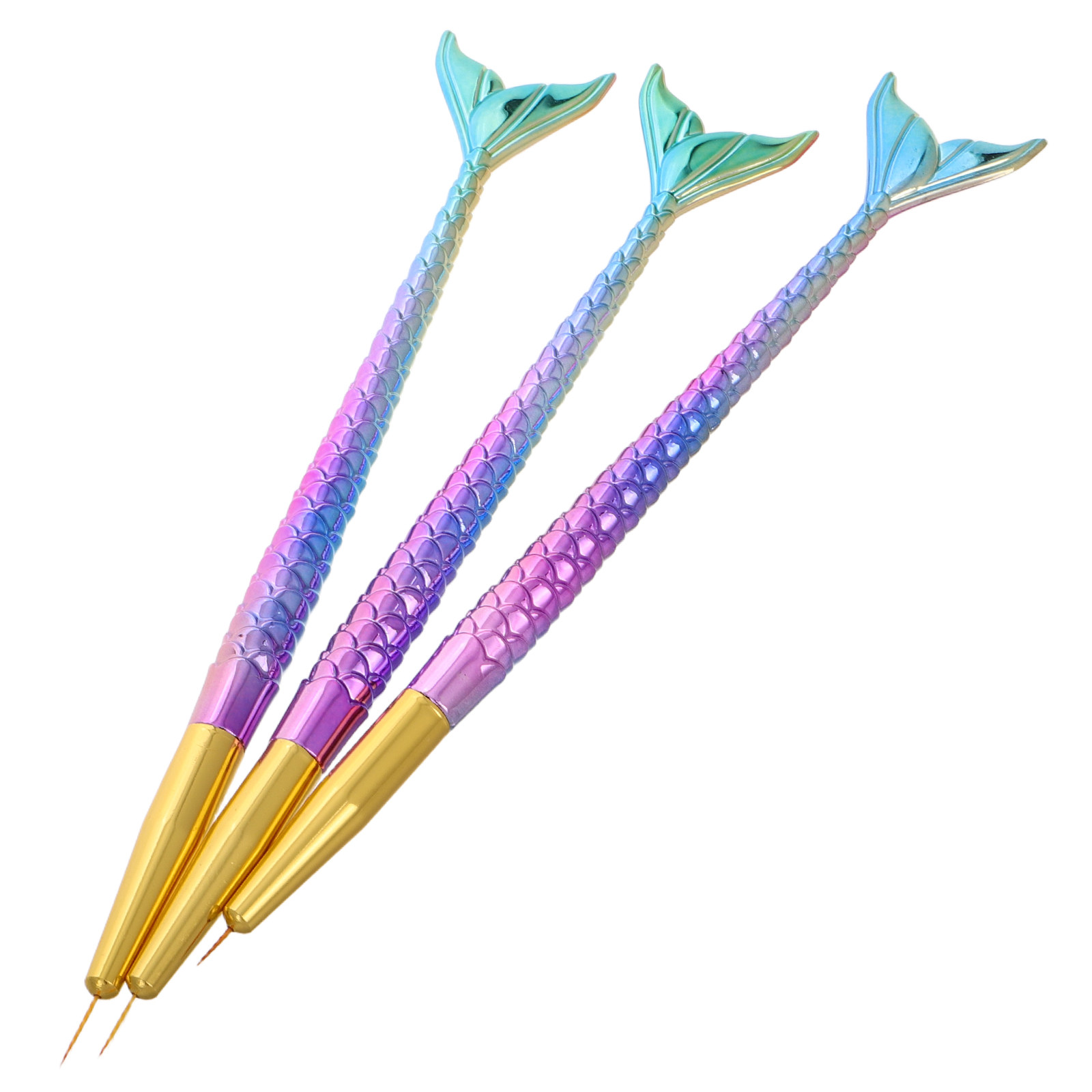 3Pcs Mermaid Tail Nail Art Lin - Detailing Brush Set のレビューと価格
