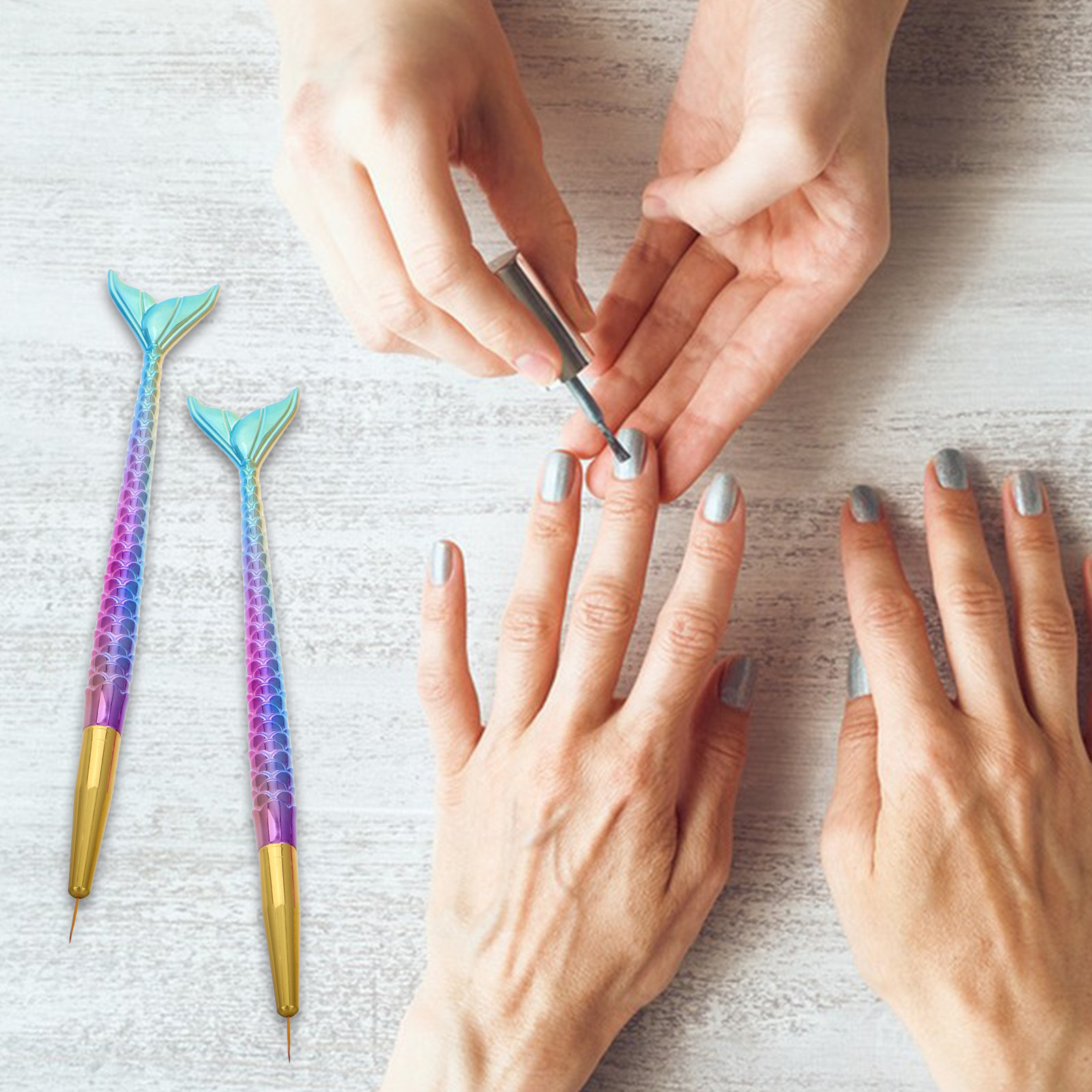 3Pcs Mermaid Tail Nail Art Lin - Detailing Brush Set のレビューと価格