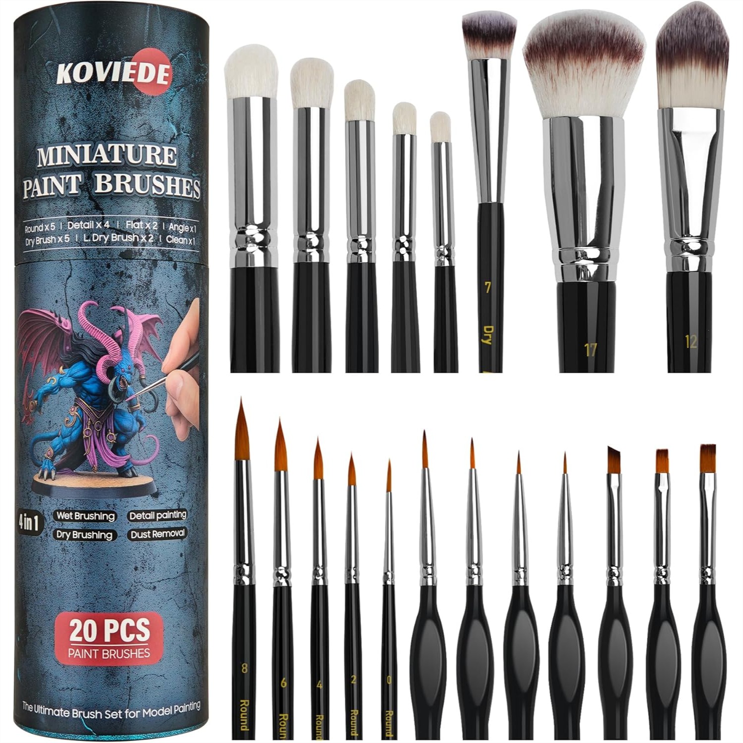 20Pcs Miniature Paint Brushes  - Detailing Brush Set のレビューと価格