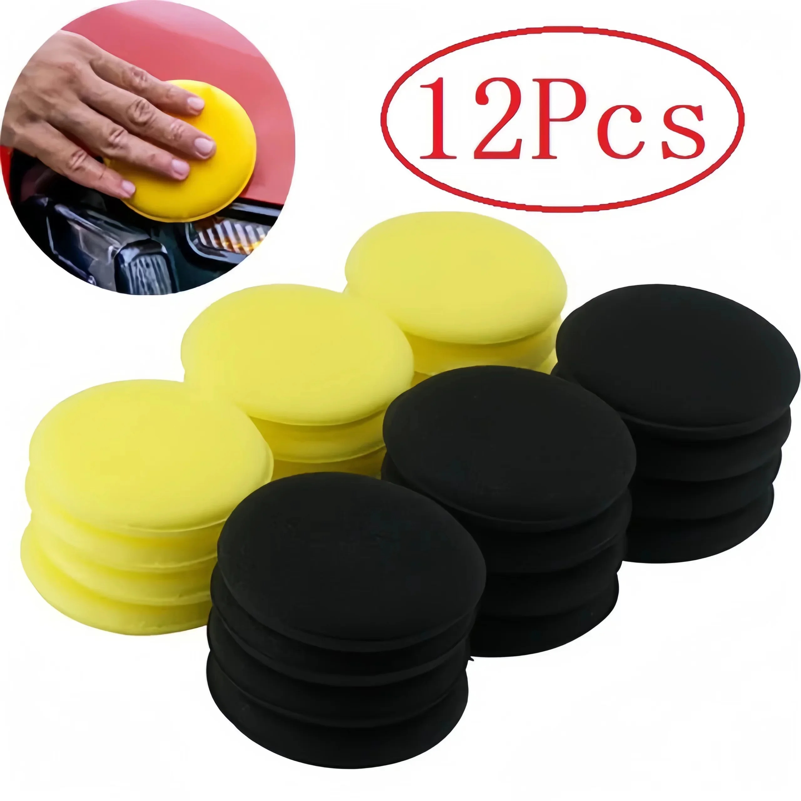12Pcs Round Car Waxing Polish  - Wax Applicator Pad のレビューと価格