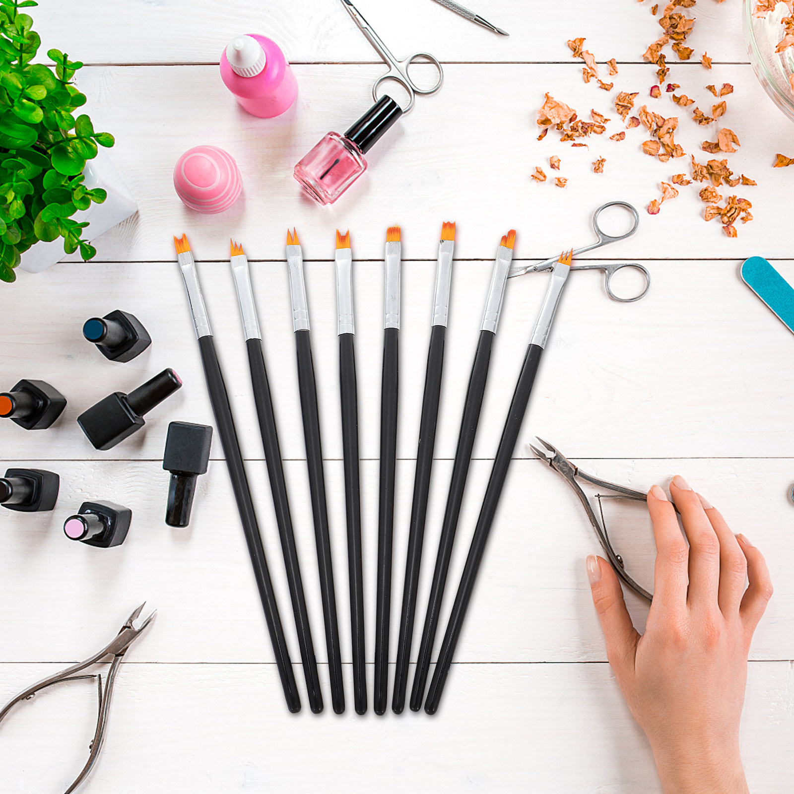 8Pcs Nail Brush Set Flower Des - Detailing Brush Set のレビューと価格
