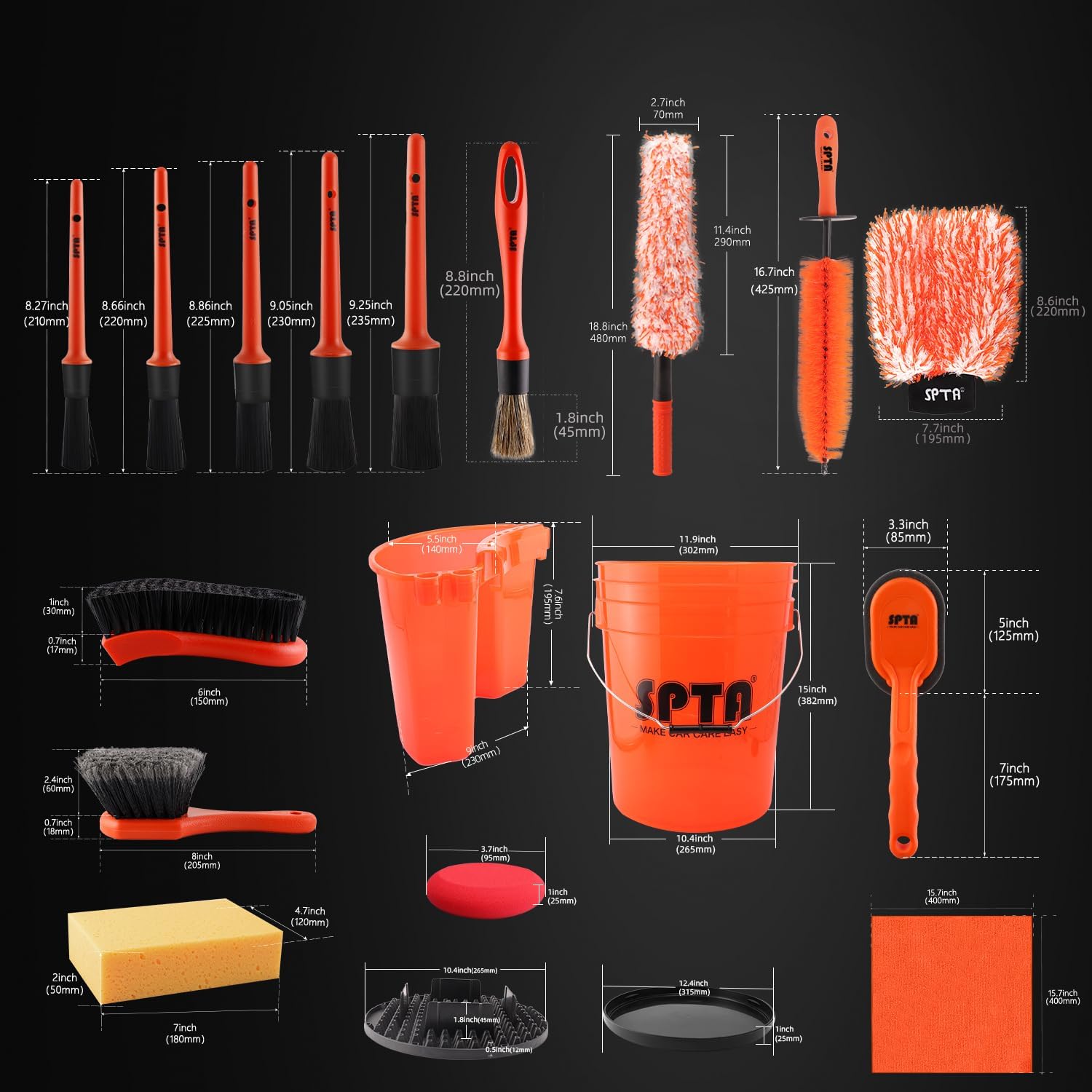 SPTA 33Pcs Car Wash 20L Bucket - Interior Detailing Kit のレビューと価格