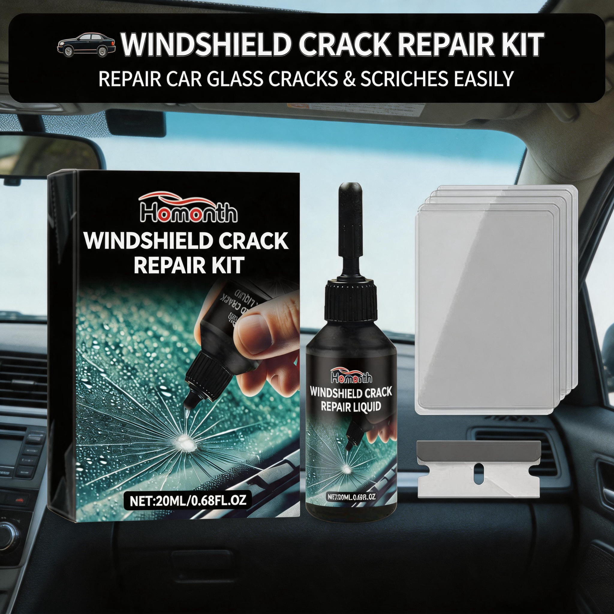 Car Glass Care Kit, Profession - Glass Cleaner Streak のレビューと価格