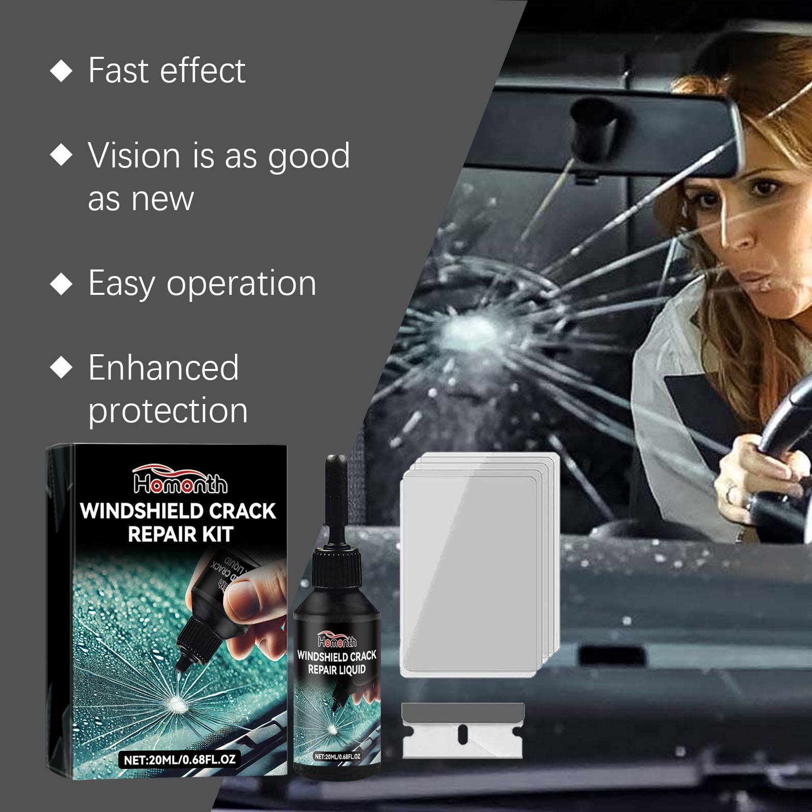 Car Glass Care Kit, Profession - Glass Cleaner Streak のレビューと価格