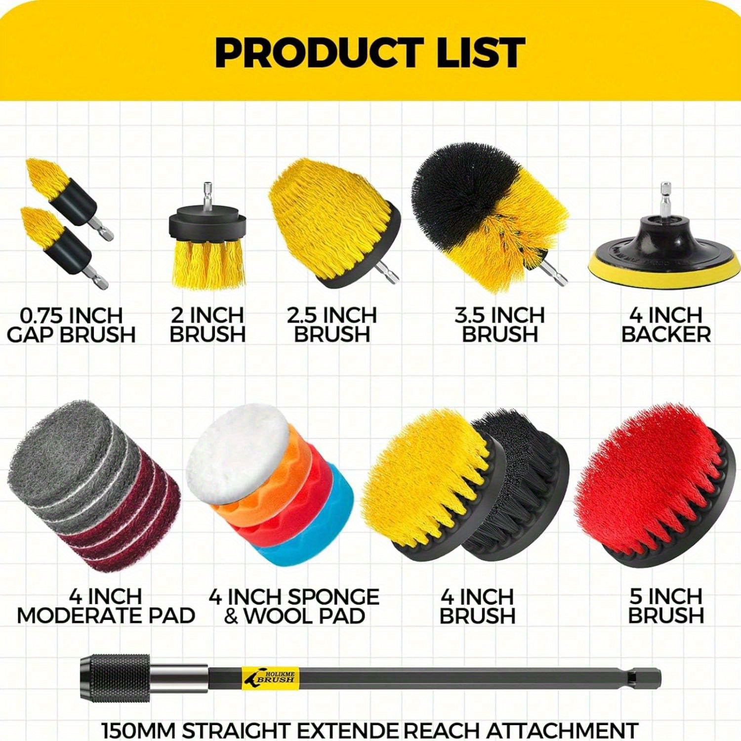 20Pack Drill Brush Attachments - Car Cleaning Brush のレビューと価格
