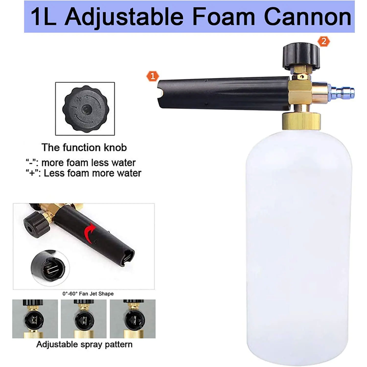 Snow Foam Cannon with 1/4 Inch - Foam Cannon Car Wash のレビューと価格
